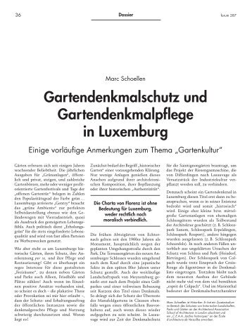 Gartendenkmalschutz und Gartendenkmalpflege in Luxemburg - Forum ...