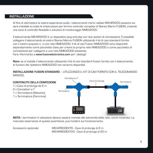 TELECOMANDO MARINO CABLATO MS-NRX200 - Fusion