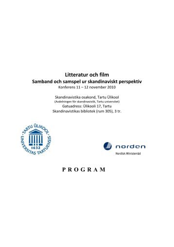 Litteratur och film - Tartu Ülikool Filosoofiateaduskond