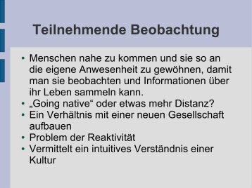 Teilnehmende Beobachtung und Feldforschung - UK-Online