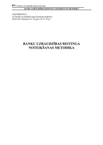 Banku uzraudz?bas reitinga noteik?anas metodika - FKTK