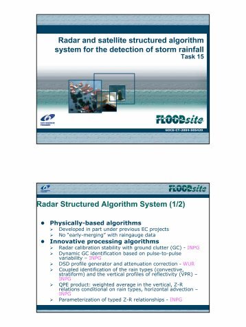 Radar and satellite structured algorithm system for the ... - FLOODsite