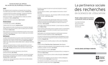 Programme du colloque (version PDF) - Faculté des sciences de l ...