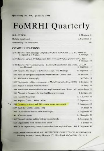 FoMRHI Quarterly