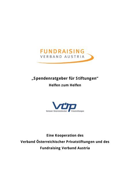 1 Spendenratgeber Fur Stiftungen Fundraising Verband Austria