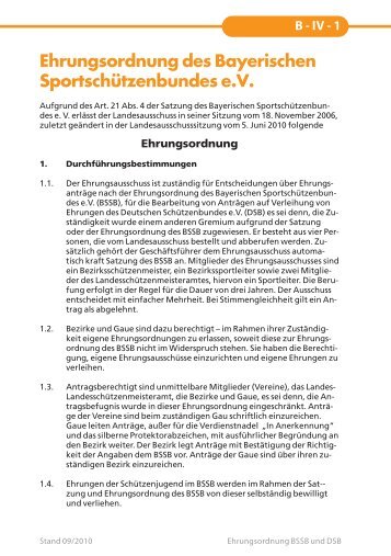 Ehrungsordnung des Bayerischen Sportschützenbundes e.V.