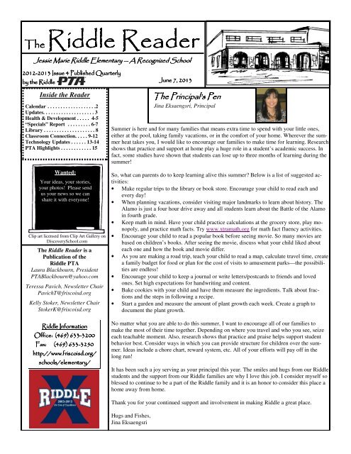 The Riddle Reader - Frisco ISD