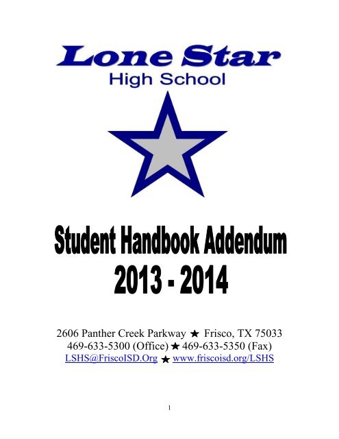 Lone Star Handbook Addendum - Frisco ISD