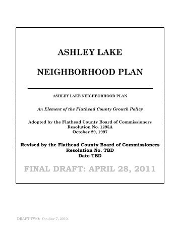 the ashley lake neighborhood plan - Flathead County, Montana