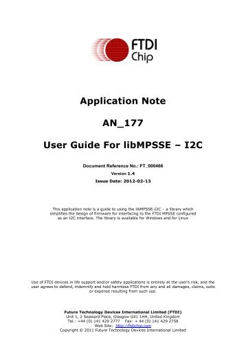 AN_177 User Guide For libMPSSE – I2C - FTDI