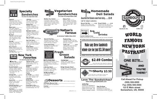 Menu - Gandolfos Deli