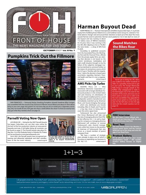 Harman Buyout Dead - FOH Online