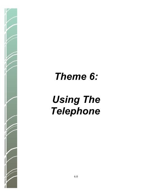 Theme 6: Using The Telephone - Frontier College