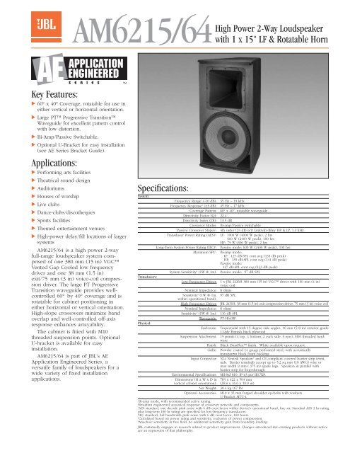 Am6215 64 High Power 2 Way Loudspeaker With Jbl Professional