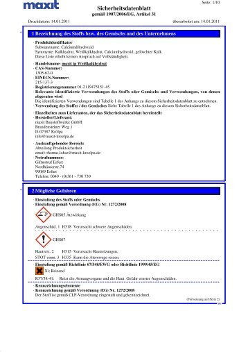 Sicherheitsdatenblatt - maxit Baustoffwerke GmbH