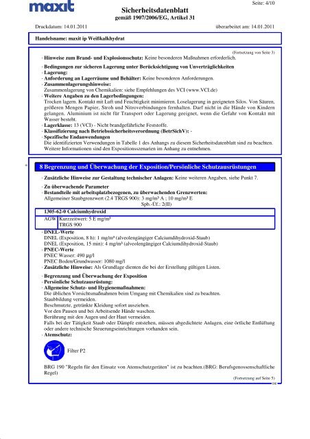 Sicherheitsdatenblatt - maxit Baustoffwerke GmbH