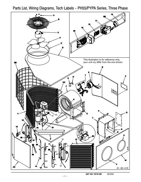 Parts List, Wiring Diagrams, Tech Labels -- PH55/PYPA Series ...