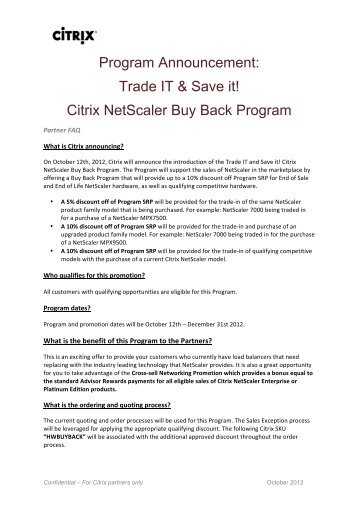 Trade IT & Save it! Citrix NetScaler Buy Back Program - ADN