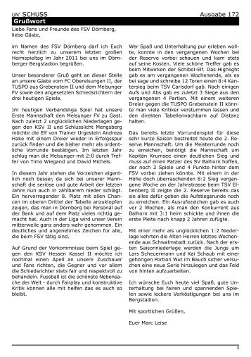 Ausgabe 172 Grußwort - FSV Dörnberg