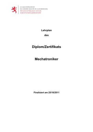 Lehrplan des Diplom/Zertifikats Mechatroniker