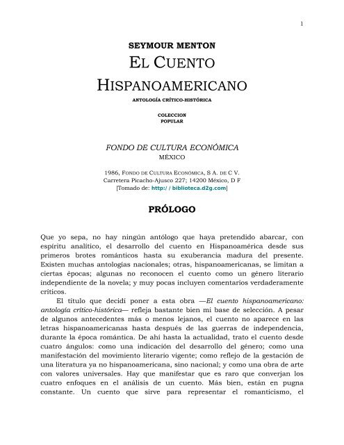 EL CUENTO HISPANOAMERICANO - BGSU Blogs