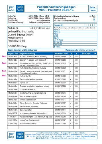 Press: Preisliste - Perimed Fachbuch Verlag Dr. med. Straube GmbH
