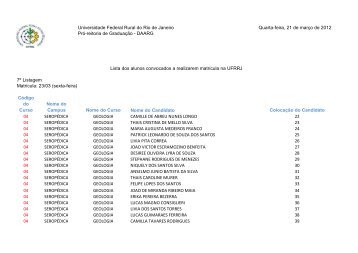 Quarta-feira, 21 de março de 2012 Matrícula: 23/03  ... - R1 - UFRRJ