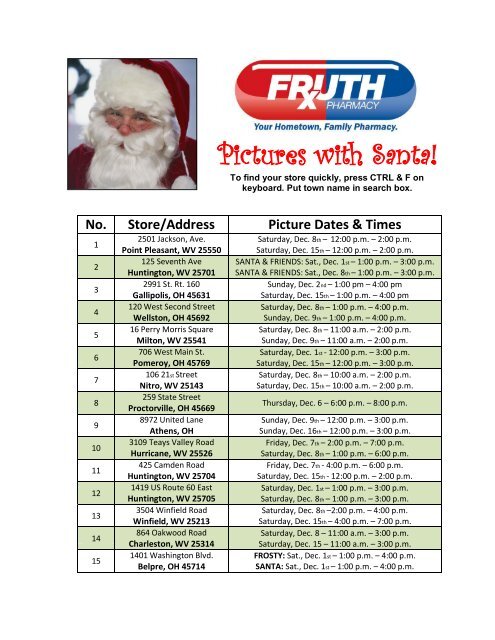 Pictures with Santa! - Fruth Pharmacy