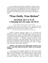 “True Faith, True Riches” - The First Congregational Church