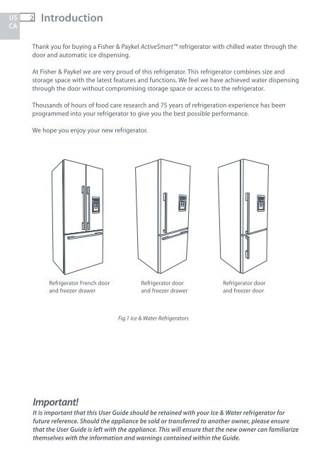 Installation instructions and User guide Instructions ... - Fisher & Paykel