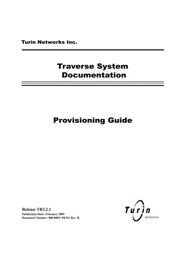 Traverse Provisioning Guide - Force10 Networks