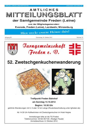 52. Zwetschgenkuchenwanderung - Samtgemeinde Freden