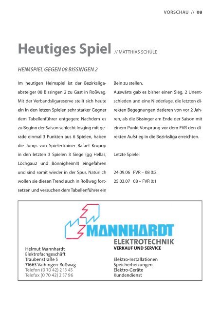 Ausgabe 4 - 26.10.2008 - FV Roßwag