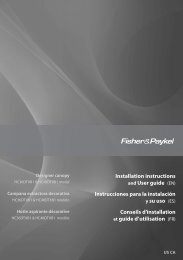 Installation instructions and User guide (EN ... - Fisher & Paykel