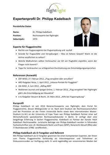 Expertenprofil Dr. Philipp Kadelbach - Flightright