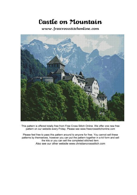 Castle On Mountain Free Cross Stitch Online