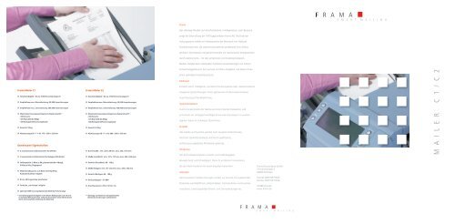 Prospekt Mailer C1/C2 - Frama Deutschland GmbH
