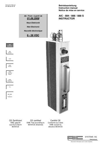 aic - 884 / 888 / 888 s instructor 01.06.2008 8 - 28 vdc - AIC Systems