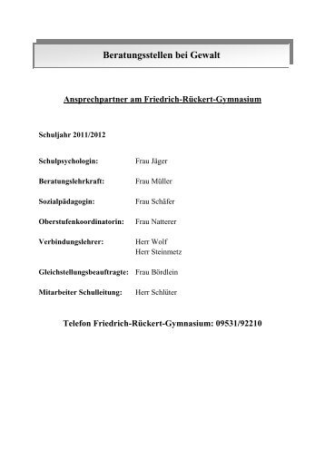 Ansprechpartner für Prävention und Beratung bei Gewalt - Friedrich ...