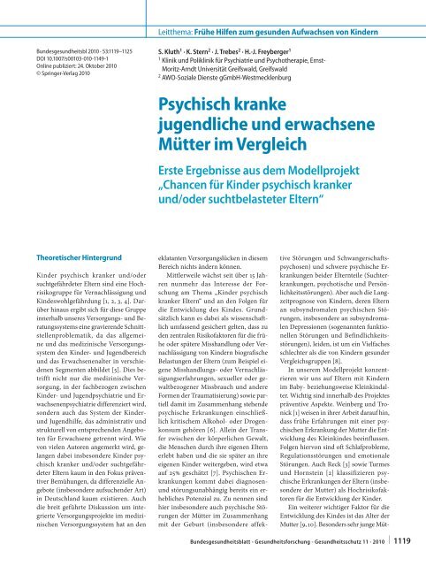 Ausbildung Für Psychisch Kranke Junge Erwachsene Psychisch kranke jugendliche und erwachsene Mütter im Vergleich