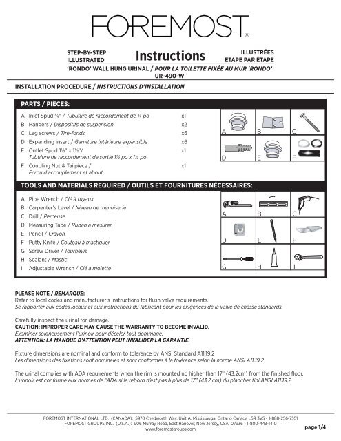 Instructions - Foremost