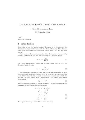 Specific Charge of the Electron - of michael goerz michaelgoerz