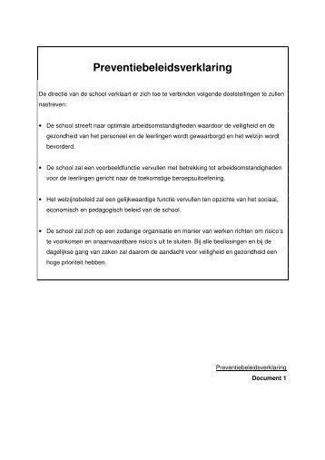 Preventiebeleidsverklaring - GO! onderwijs van de Vlaamse ...