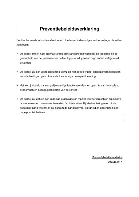 Preventiebeleidsverklaring - GO! onderwijs van de Vlaamse ...