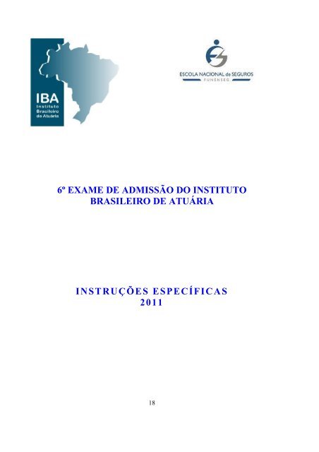 6º exame de admissão ao instituto brasileiro de atuária regulamento ...