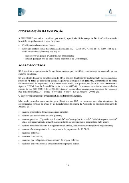 6º exame de admissão ao instituto brasileiro de atuária regulamento ...