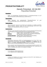 PRODUKTDATENBLATT Ganzlin Pulverlack AC-GL/SG Polyurethan ...