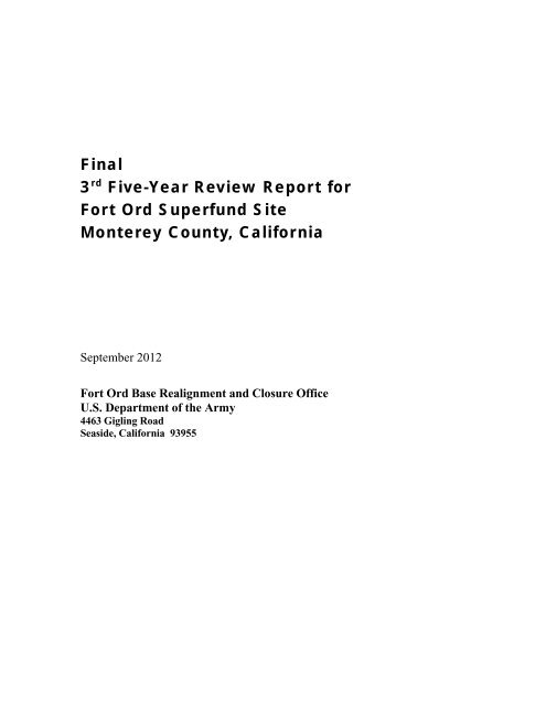 Third Fort Summary Reports Example.pdf Final FO 3rd 5YR Report.pdf - Former Fort Ord - Environmental ...
