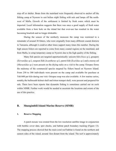 Biophysical Survey of Mafia Island Marine Reserves