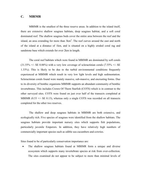 Biophysical Survey of Mafia Island Marine Reserves